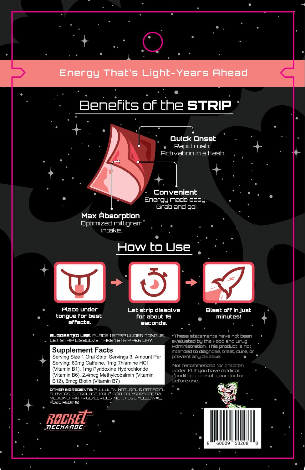 Rocket Recharge Sublingual Energy Strips - Sour Watermelon
