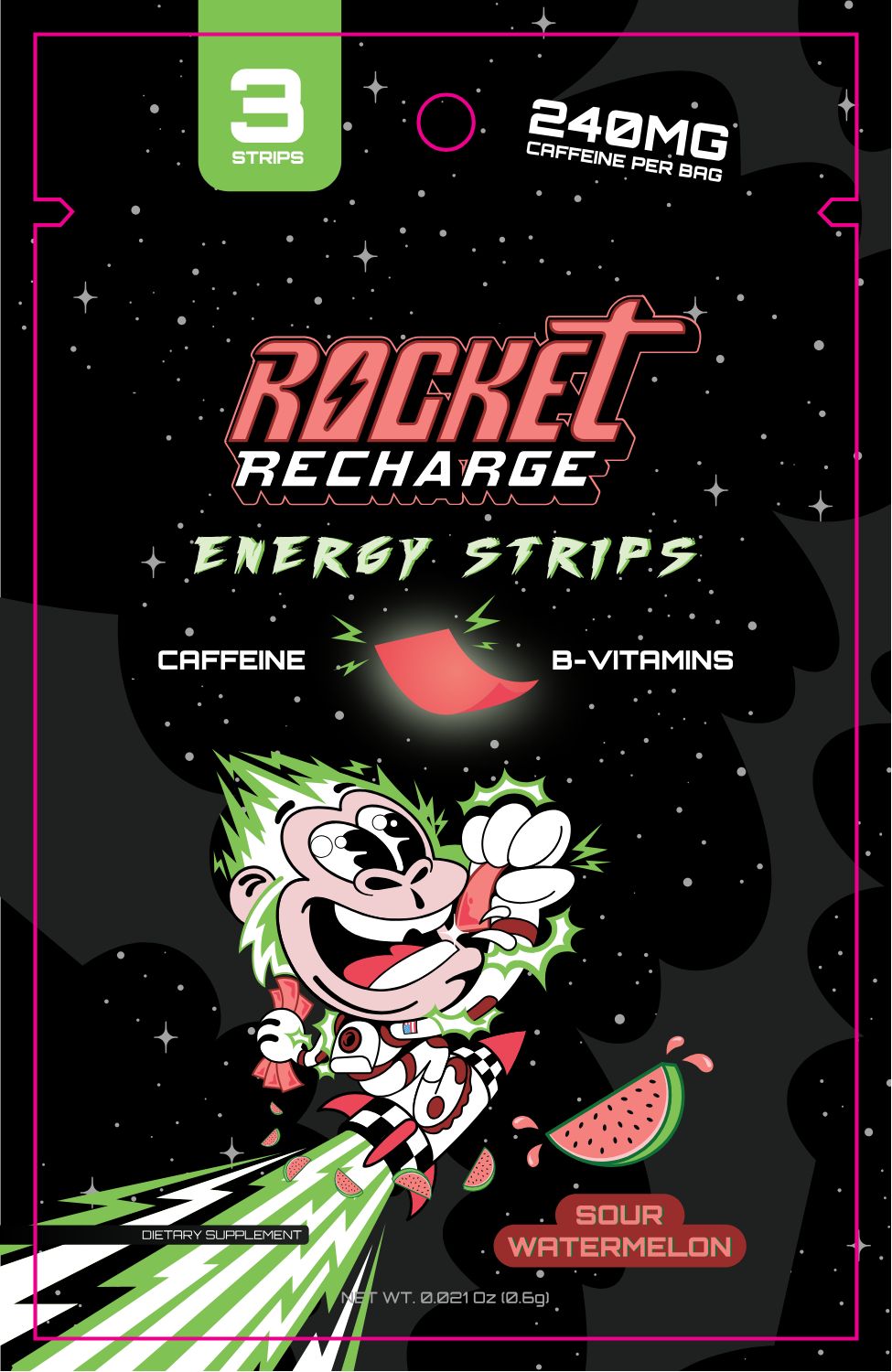 Rocket Recharge Sublingual Energy Strips - Sour Watermelon